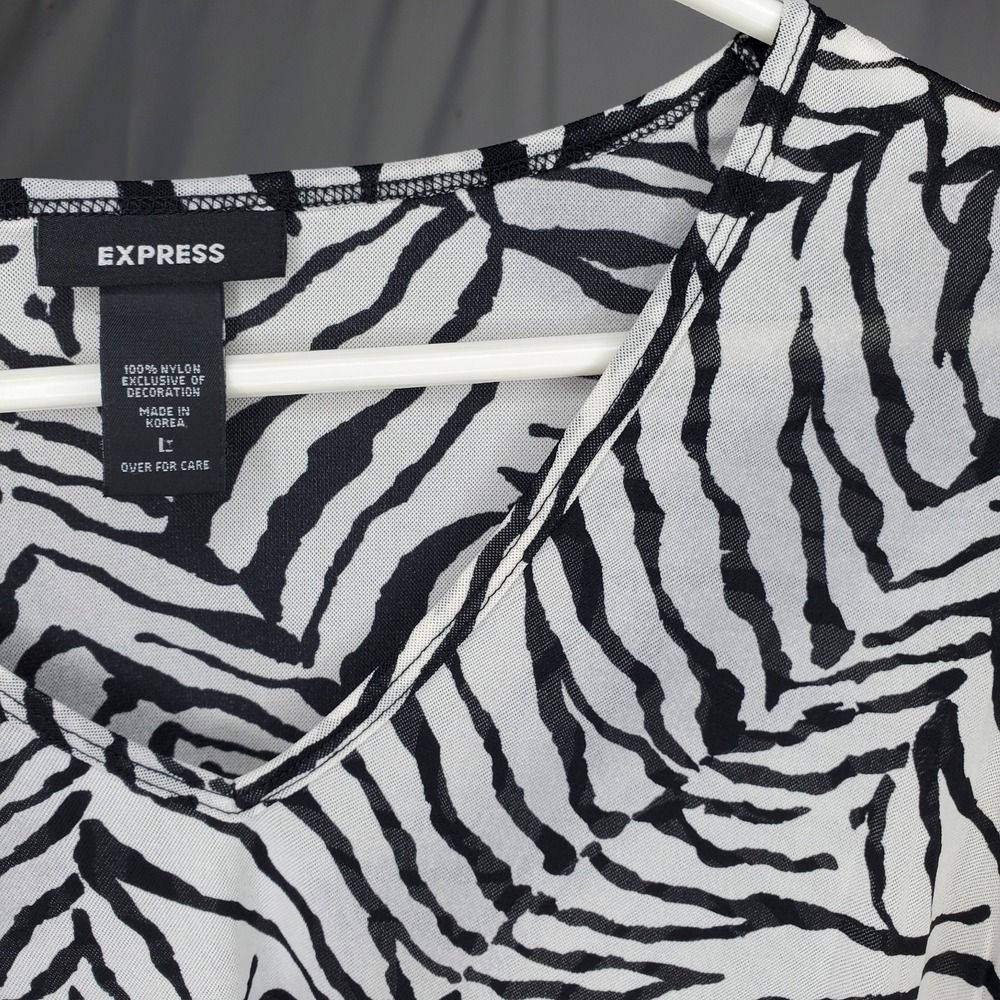 Vtg 90s Express Mesh Top‎ Women Large Zebra Sparkle Bratz Grunge Baddie Y2K - Picture 8 of 8